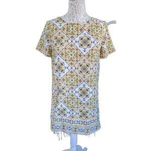 Lulu's Dandy Lion Printed Yellow Shift Dress S